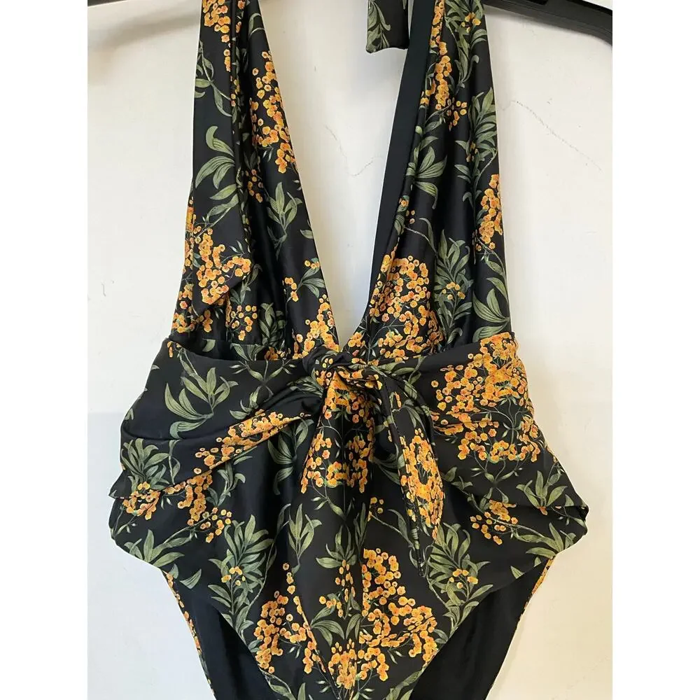 Agua Bendita one piece plunge neckline swimsuit